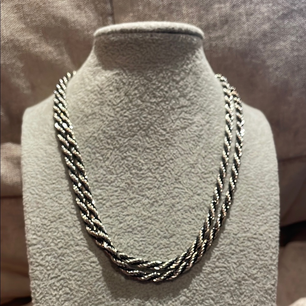 Napier Silver Chunky Twisted Rope Necklace 28”